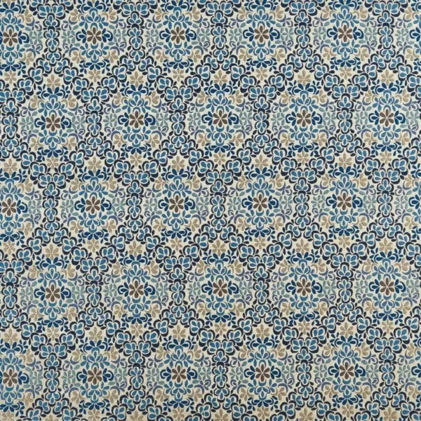 blue botanical velvet-chenille fabric from Nina Campbell