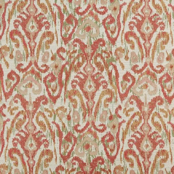 Pataudi Fabric - Coral / Soft Gold by orange traditional jacquard fabric from Nina Campbell