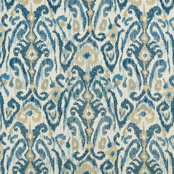 Pataudi Fabric - Indigo / Blue / Beige by blue traditional jacquard fabric from Nina Campbell