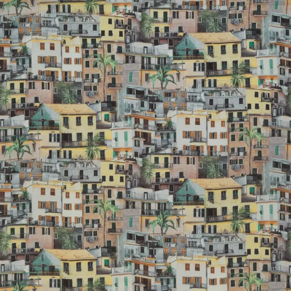 Portovenere Fabric - Mint / Lemon / Ivory by multicolour misc linen fabric from Osborne & Little