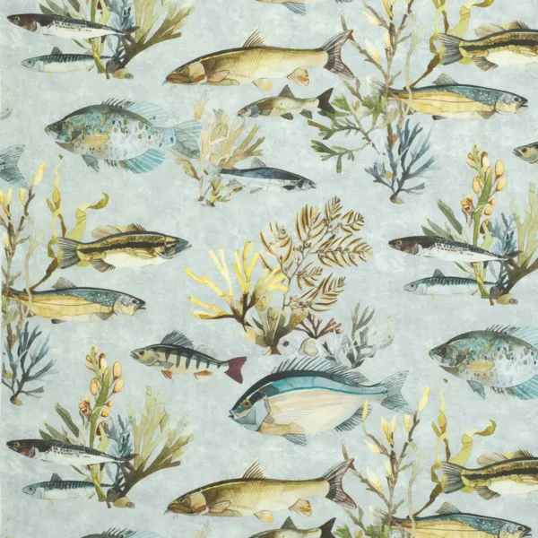 blue animal linen fabric from Osborne & Little