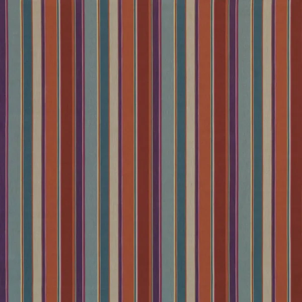Spiaggia Fabric - Mandarin / Teal / Plum by multicolour striped woven fabric from Osborne & Little