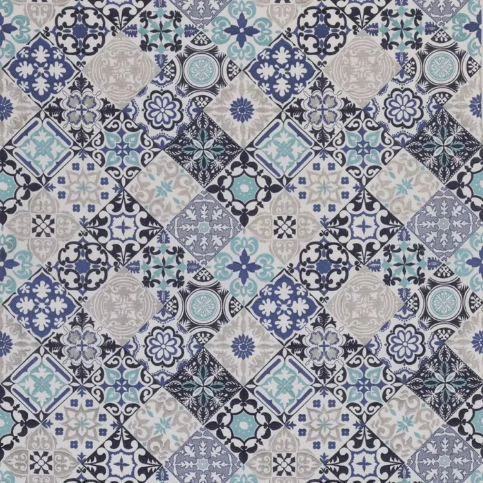 Cervo Fabric - Ivory / Indigo / Aqua swatch