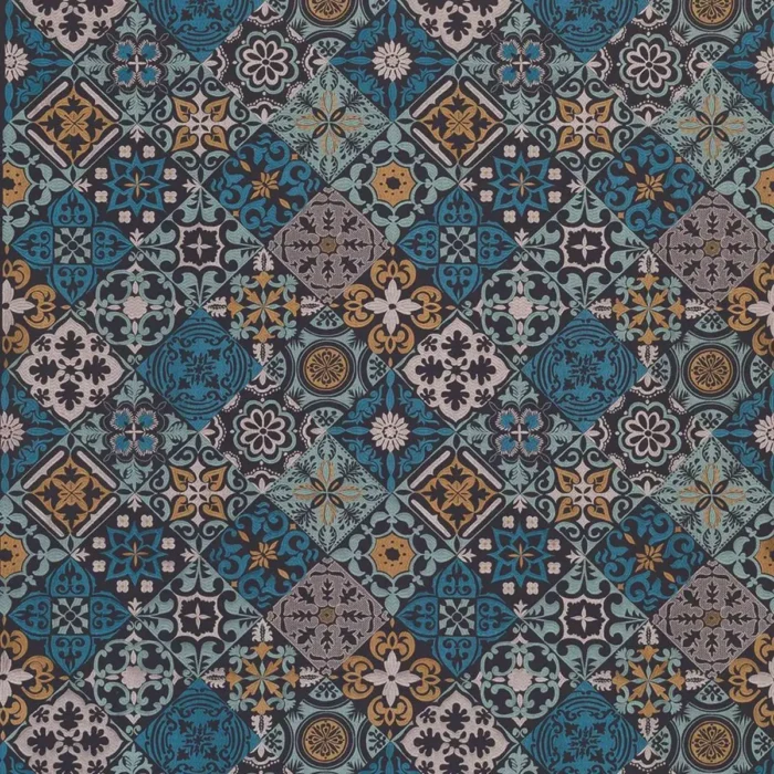 Cervo Fabric - Indigo / Turquoise / Copper swatch