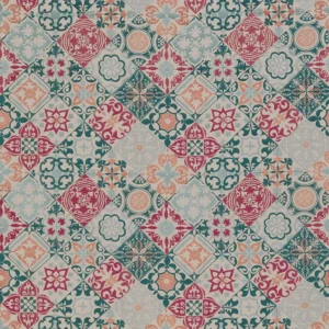 multicolour geometric embroideried fabric from Osborne & Little