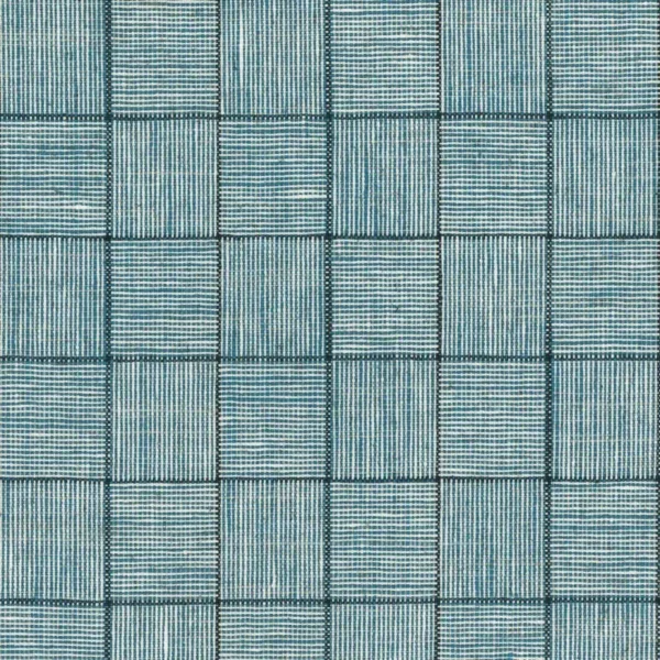 Calli Fabric - Peacock by blue geometric woven fabric from Osborne & Little
