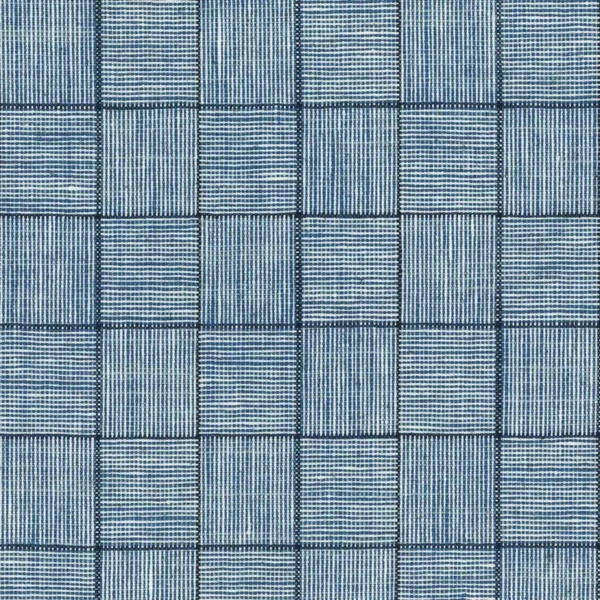 Calli Fabric - Indigo by blue geometric woven fabric from Osborne & Little