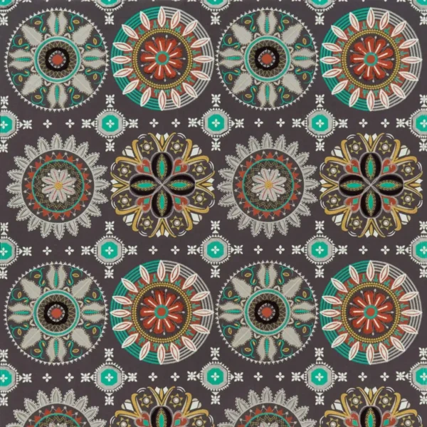 multicolour geometric embroideried fabric from Osborne & Little
