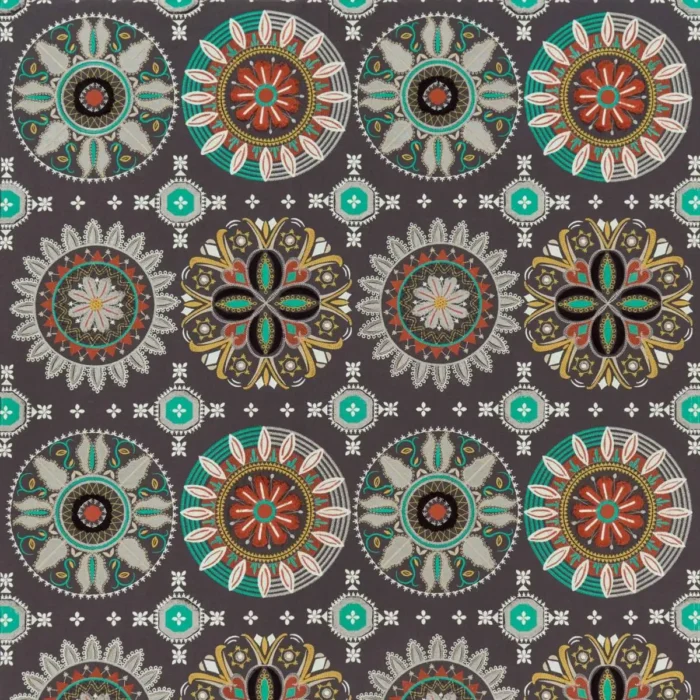Temara Fabric - Charcoal / Silver / Mint swatch