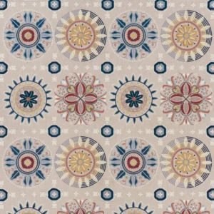 multicolour geometric embroideried fabric from Osborne & Little