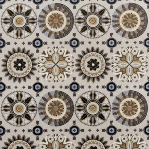 multicolour geometric embroideried fabric from Osborne & Little