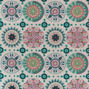 multicolour geometric embroideried fabric from Osborne & Little