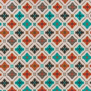 multicolour geometric embroideried fabric from Osborne & Little