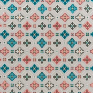 multicolour geometric embroideried fabric from Osborne & Little