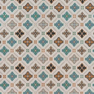 multicolour geometric embroideried fabric from Osborne & Little