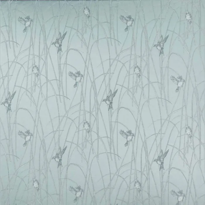 Reedbirds Fabric - Duck Egg swatch