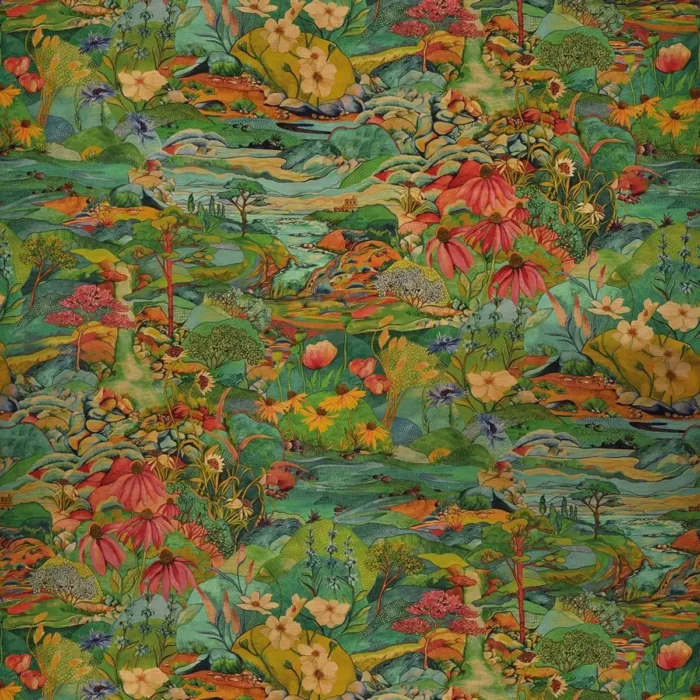 Trebah Velvet Fabric - Emerald swatch