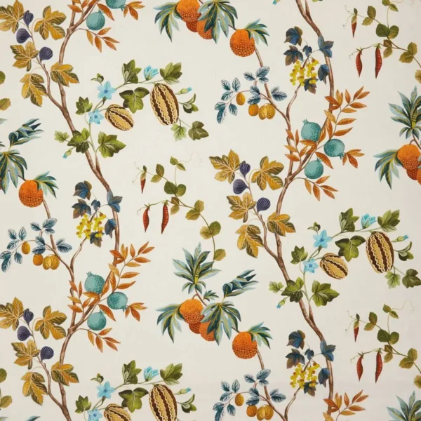 multicolour botanical linen fabric from Osborne & Little