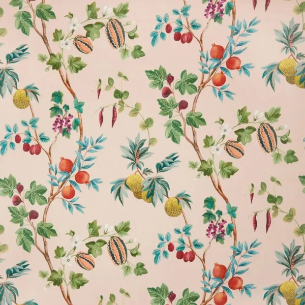 Orchard Linen Fabric - Blush by green botanical linen fabric from Osborne & Little
