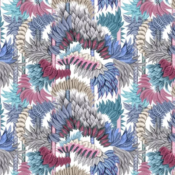 Belorizonte Fabric - Azur by multicolour botanical cotton fabric from Christian Lacroix