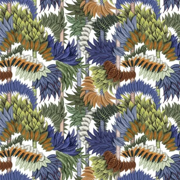 Belorizonte Fabric - Tangerine by multicolour botanical cotton fabric from Christian Lacroix