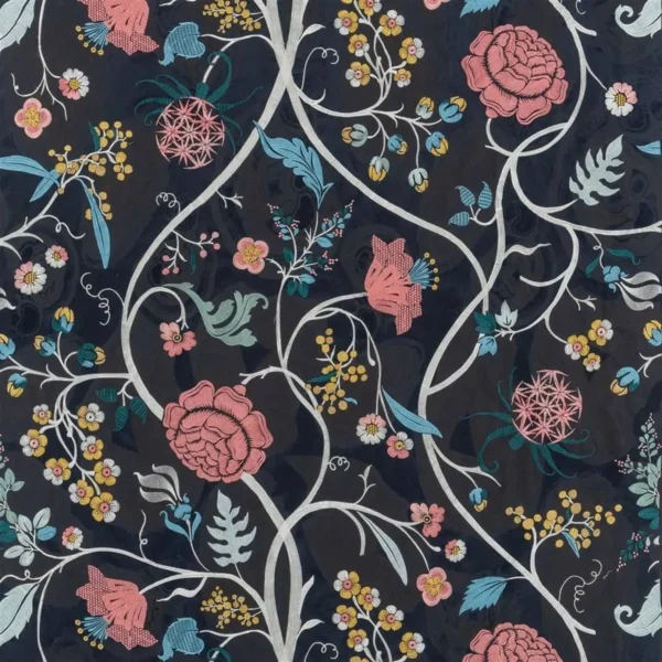 black-grey botanical embroideried fabric from Christian Lacroix