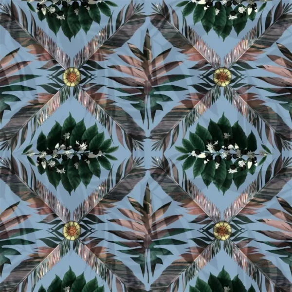Feather Park Fabric - Ruisseau by green botanical cotton fabric from Christian Lacroix