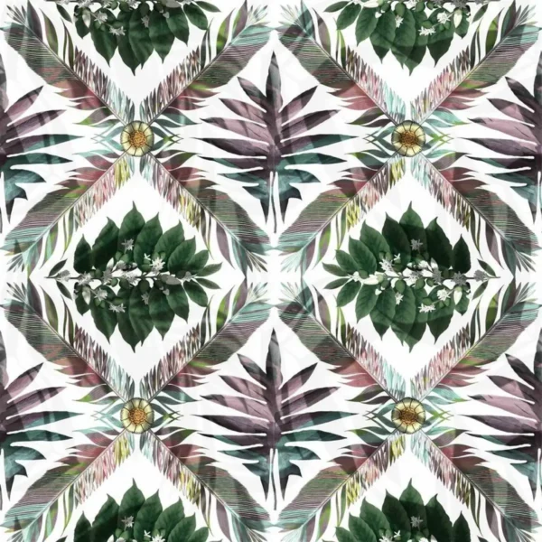 Feather Park Fabric - Pearl by multicolour botanical cotton fabric from Christian Lacroix