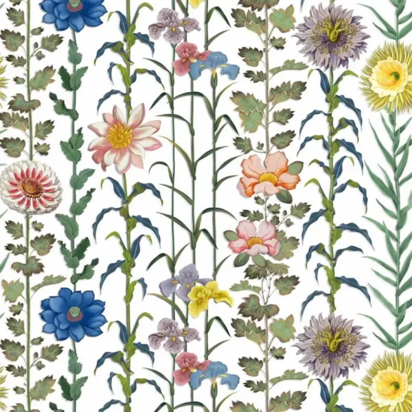 Selam Fabric - Pearl by multicolour botanical printed fabric from Christian Lacroix