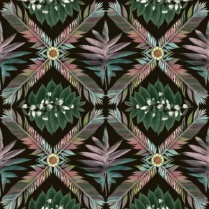 black-grey botanical cotton fabric from Christian Lacroix