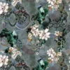 black-grey botanical cotton fabric from Christian Lacroix