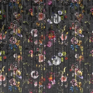 black-grey botanical velvet-chenille fabric from Christian Lacroix