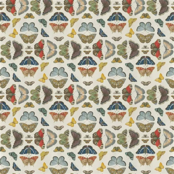 Mirrored Butterflies Fabric - Parchment by multicolour animal cotton fabric from John Derian