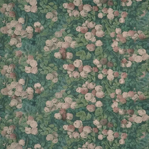 Rose Mosaic Fabric - Forest by multicolour botanical linen fabric from John Derian