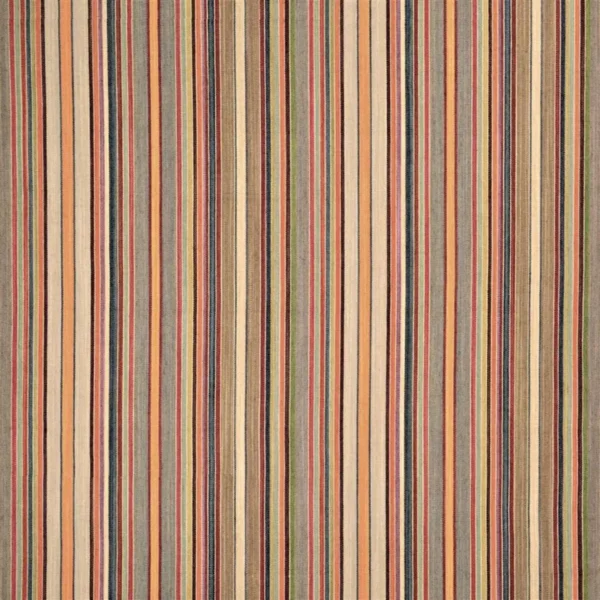 Race Point Fabric - Sepia by multicolour striped woven fabric from John Derian