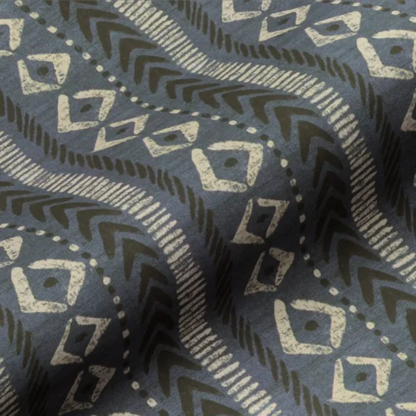 Adumu Fabric - Blue by blue geometric linen fabric from Art of the Loom