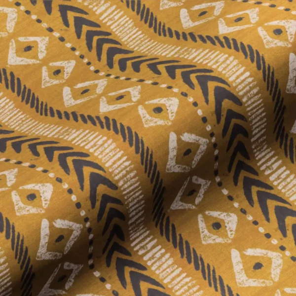 yellow geometric linen fabric from Art of the Loom