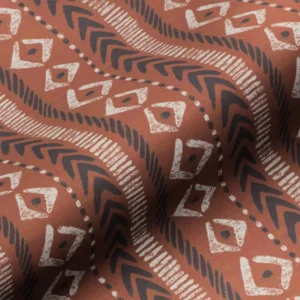orange geometric linen fabric from Art of the Loom