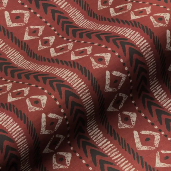 Adumu Fabric - Red by red geometric linen fabric from Art of the Loom