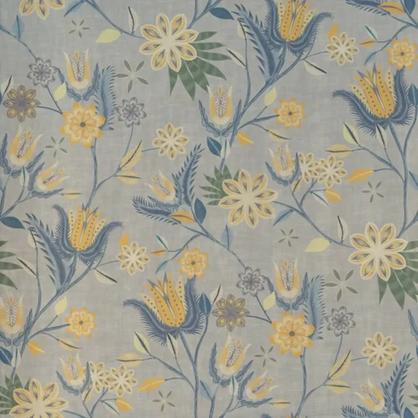 Avignon Fabric - 5 by blue botanical cotton fabric from Art of the Loom