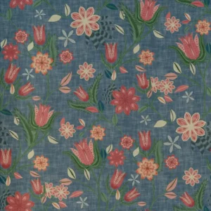 blue botanical cotton fabric from Art of the Loom