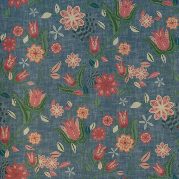 blue botanical cotton fabric from Art of the Loom