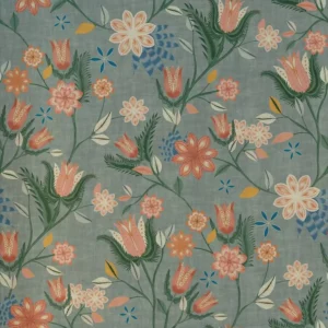 blue botanical cotton fabric from Art of the Loom