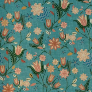 blue botanical cotton fabric from Art of the Loom