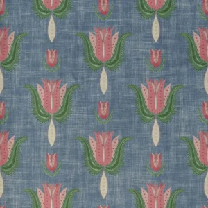 blue botanical cotton fabric from Art of the Loom