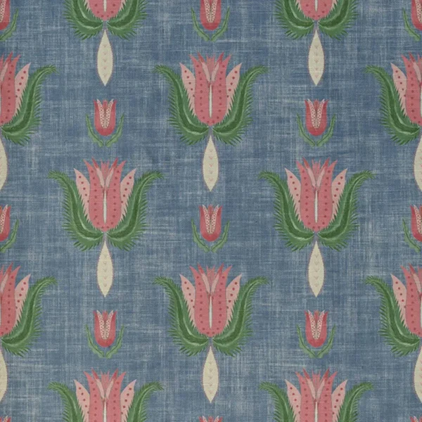 Benezet Fabric - 8 by blue botanical cotton fabric from Art of the Loom