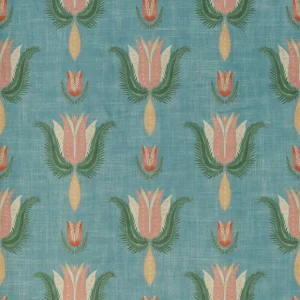 blue botanical cotton fabric from Art of the Loom