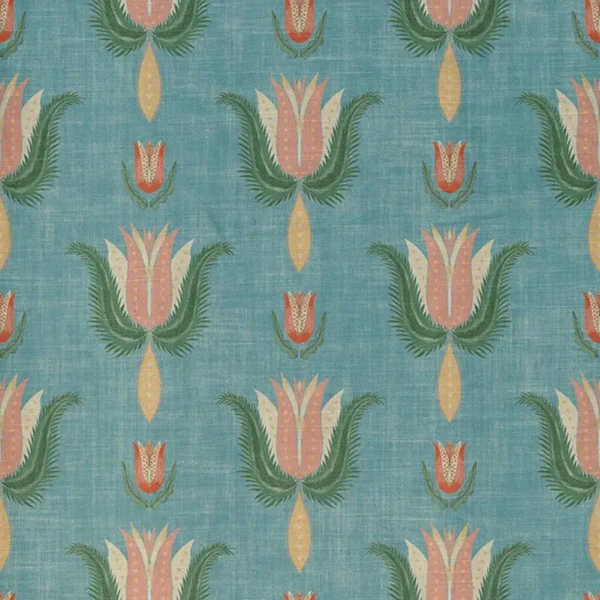 blue botanical cotton fabric from Art of the Loom