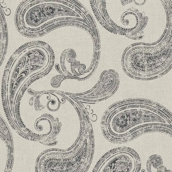 Chinna Fabric - Colour 3 by black-grey traditional printed fabric from Art of the Loom