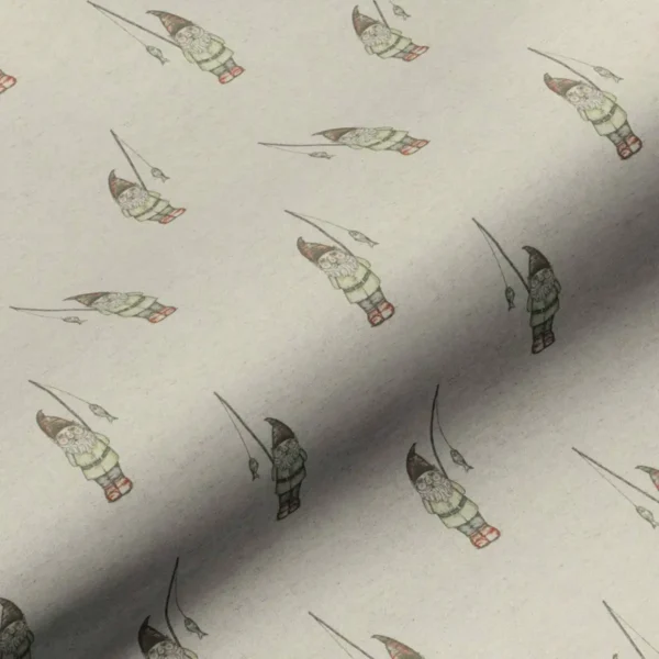 Garden Gnome Fabric - Linen by multicolour misc cotton fabric from Art of the Loom
